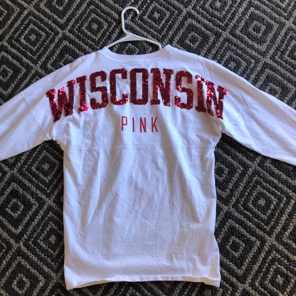 ✨PINK Wisconsin Badger Sequin Long Sleeve ✨
